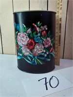 VTG. HAND PAINTED WASTE PAPER CAN