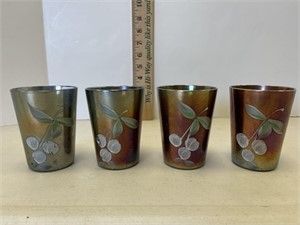CARNIVAL GLASS PAINTED TUMBLERS - NO MARKINGS