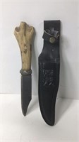 Stag Horn Handle Knife W/Sheath  UJC