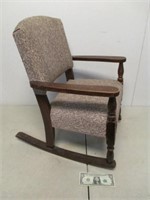 Vintage Child's Wood Cushioned Rocking Chair