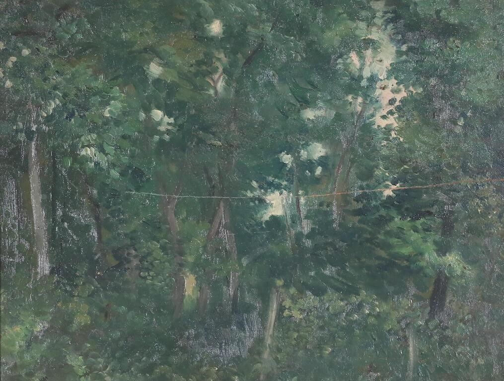 Arthur B. Davies Oil on Board Wooded Landscape
