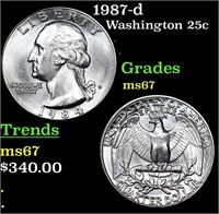 1987-d Washington Quarter 25c Grades GEM++ Unc