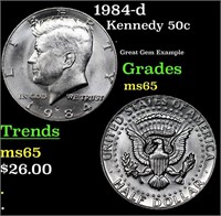 1984-d Kennedy Half Dollar 50c Grades GEM Unc