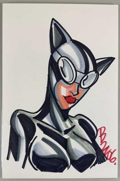 Signed BW 06’ Catwoman Drawing Original Sketch