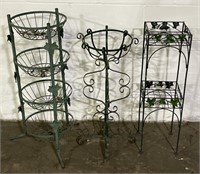 (H) 3 Metal Plant Stands 31”-26”