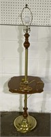 (H) Brass and Wooden Floor Lamp 55” tall
