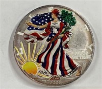 2008 1OZ Silver Dollar Coin w/Painted Liberty