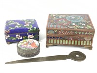 Antique Chinese Cloisonne Group of Boxes