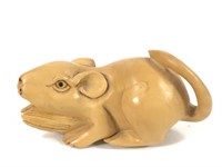 Unique Artisan Carved Boxwood Mouse
