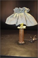 Spool Lamp with Cloth Shade