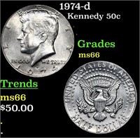 1974-d Kennedy Half Dollar 50c Grades GEM+ Unc