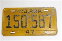1947 Indiana License Plate
