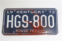 1973 Kentucky House Trailer License Plate