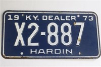 1973 Hardin County Kentucky Dealer License Plate
