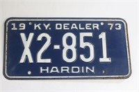 1973 Hardin County Kentucky Dealer License Plate