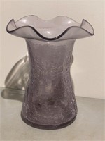 Crackle Glass Ruffled Vase