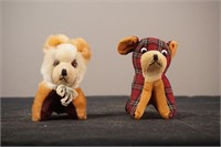 2 Vintage Cloth Dogs Plaid and Multicolored
