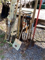 Assorted Yard & Construction Tools, Tiki Torches**
