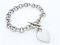ESTATE Sterling Silver Bracelet / Heart Tag - NO R