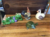 FROG, TURTLE, 2 CHICKENS