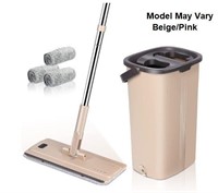 YQuiNB Microfiber Flat Mop and Bucket Pink/Beige