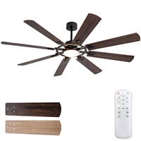 KENSID 72 Inch Black Ceiling Fans with Lights and