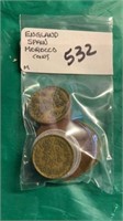England, Spain & Morocco Coins