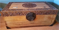 Oriental Carved Wooden Blanket Chest