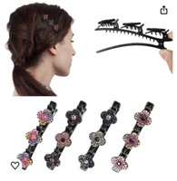 Sparkling Crystal Stone Braided Hair Clips for