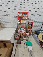 Spice tins and miscellaneous cereal box toys