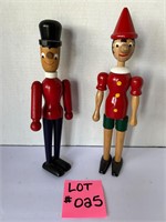 Vintage Wooden Toys Pinocchio and Soldier