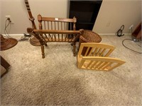 Tell City Magazine Rack+1 & Wicker Basket