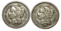 1867 & 1868 Liberty Three Cent Nickel