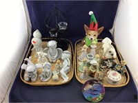 Two Trays Of Figurines, Especially Angels, Bird