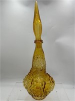 Mid century amber Empoli glass decanter