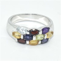 Silver Multi Coloue Gem Stone(2.7ct) Ring