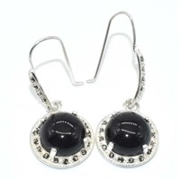 Silver Marcasite Gem Stone(11.1ct) Earrings