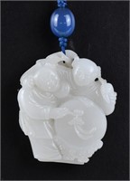 A Jade Carved Children Ornament w/Box