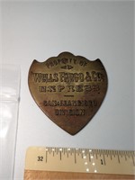 Early Wells Fargo Solid Brass Property Badge