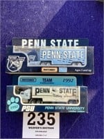 Two Penn State tractor trailers, one matchbox