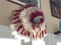 Sioux Indian full headdress with beadwork