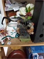 Glass flowers,bird house,planter,wood box plus