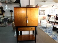 Vintage modern copper leaf lacquered bar cabinet