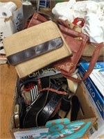 BOX OF PURSES & BELTS