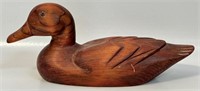 VINTAGE HAND CARVED DUCK DECOY W GLASS EYES