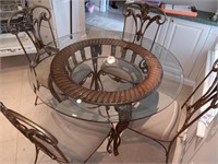 Outstanding table and 4 chairs beveled a glass