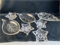 Assorted Leaf Shaped Serving Pieces & Candle