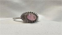 STERLING RING SET W/ OVAL PINK & CLEAR STONES