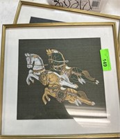 2PC CHINESE PAINTINGS ON SILK W GOLD FRAMES
