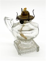 Vintage Oil Lamp w Handle - Clear Glass